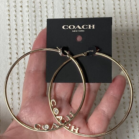 Coach x Jennifer Lopez colab. - Signature Large Hoops Earrings 3" dia. - NWT - Picture 15 of 16